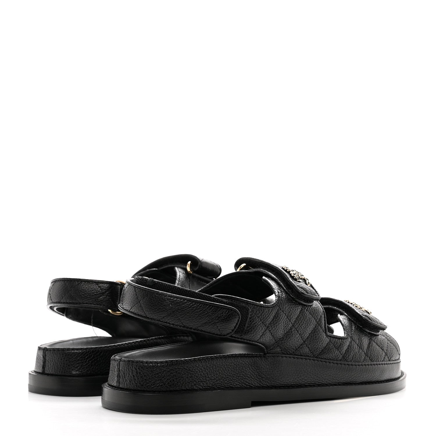 Chanel Grained Calfskin Velcro Dad Sandals 40 Black 4 of 9