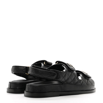 Chanel Grained Calfskin Velcro Dad Sandals 40 Black 4 of 9