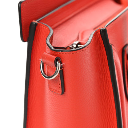 Celine Drummed Calfskin Nano Luggage Coquelicot 10 of 12