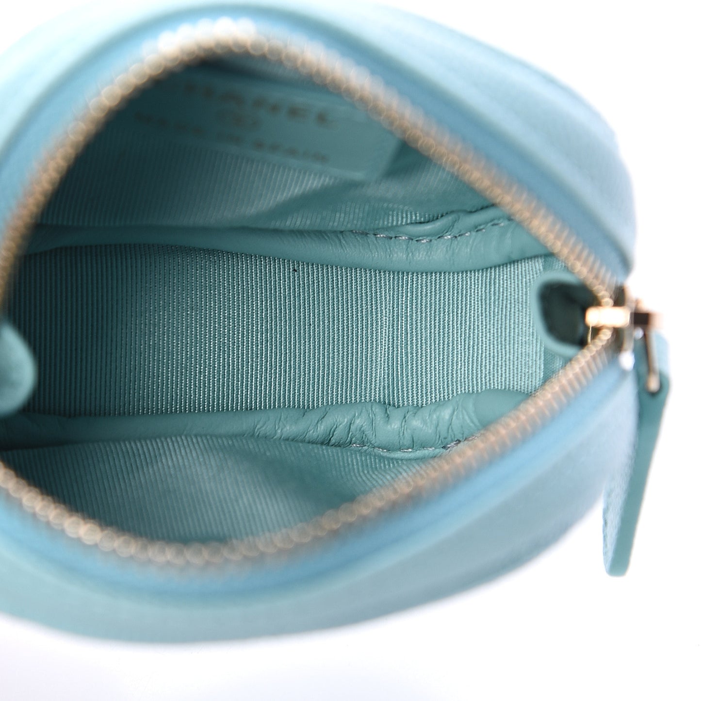 Caviar Quilted Zip Around Classic Coin Purse Light Blue