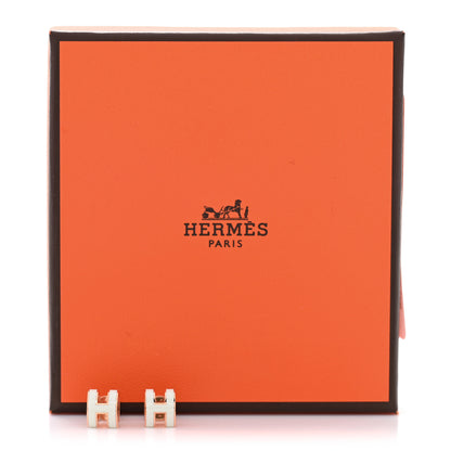 Hermes Rose Gold Lacquered Mini Pop H Earrings Vert Fizz 6 of 6