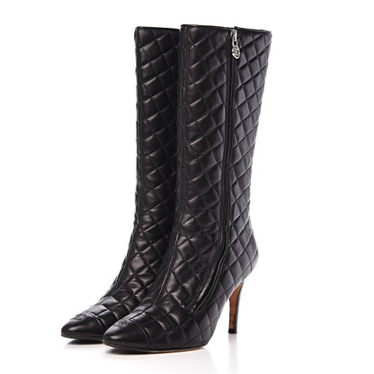 Chanel Lambskin Quilted CC Cap Toe Boots 39 Black 3 of 12