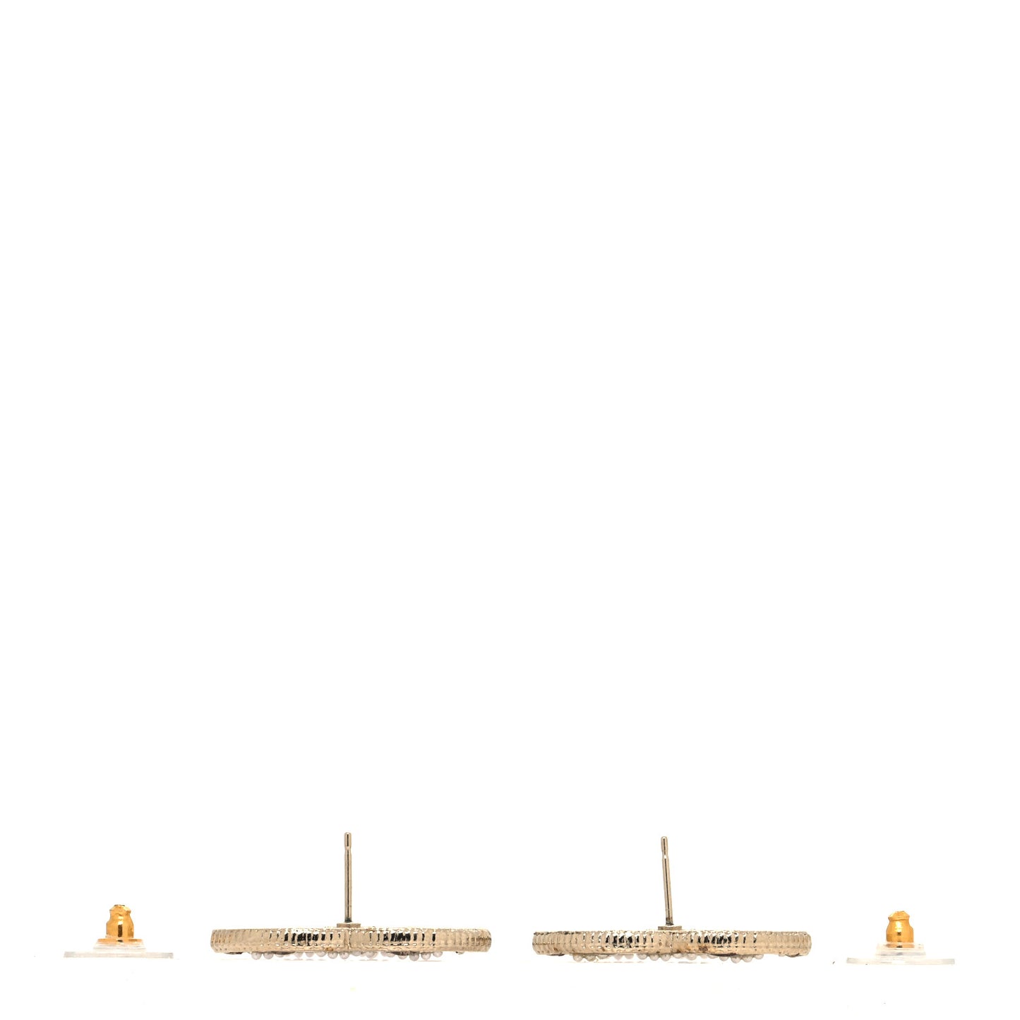 Resin Crystal Pearl Tweed Effect CC Earrings Gold Multicolor
