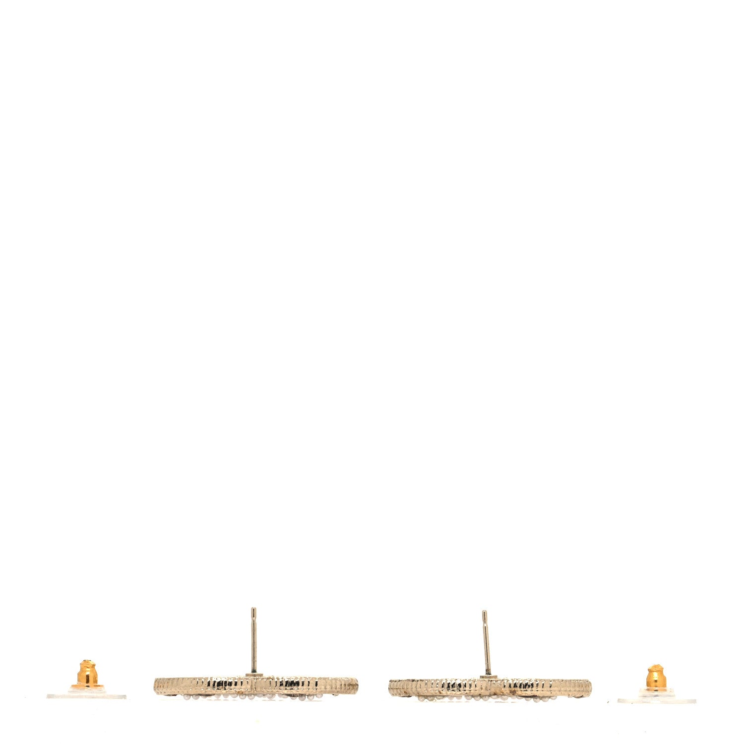 Chanel Resin Crystal Pearl Tweed Effect CC Earrings Gold Multicolor 3 of 4