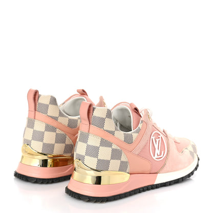Louis Vuitton Suede Damier Azur Run Away Sneakers 37.5 Pink 3 of 8