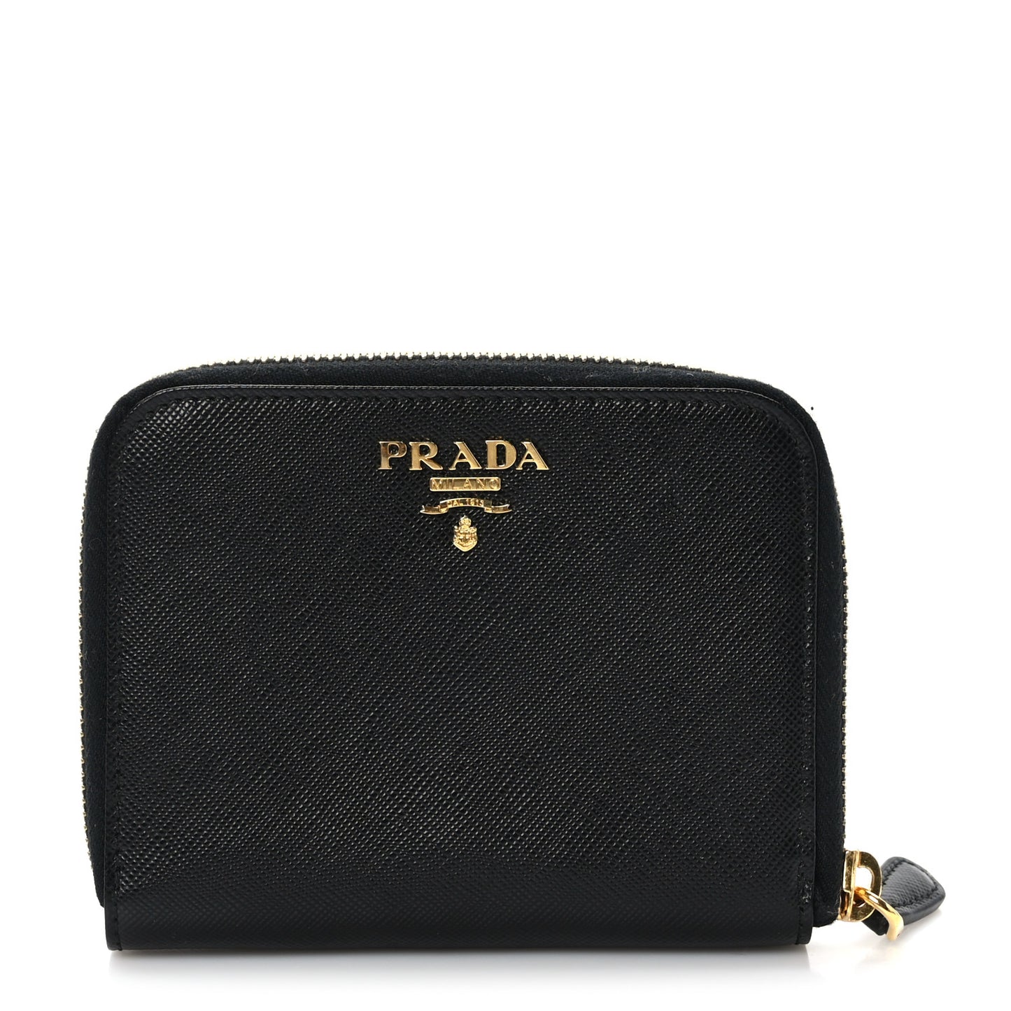 Saffiano Compact Zip Around Wallet Black