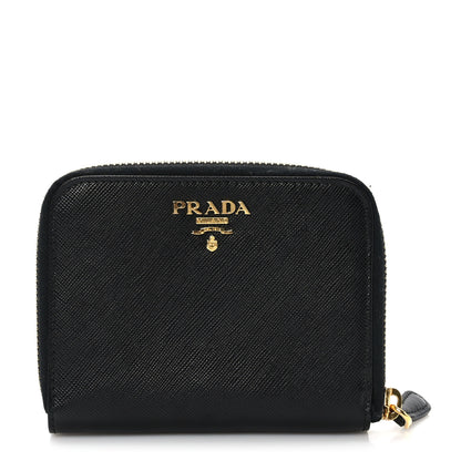 Prada Saffiano Compact Zip Around Wallet Black 1 of 8