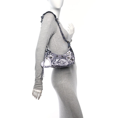 Balenciaga Metallic Agneau Arena Leopard Le Cagole Shoulder Bag XS Dark Grey 2 of 11