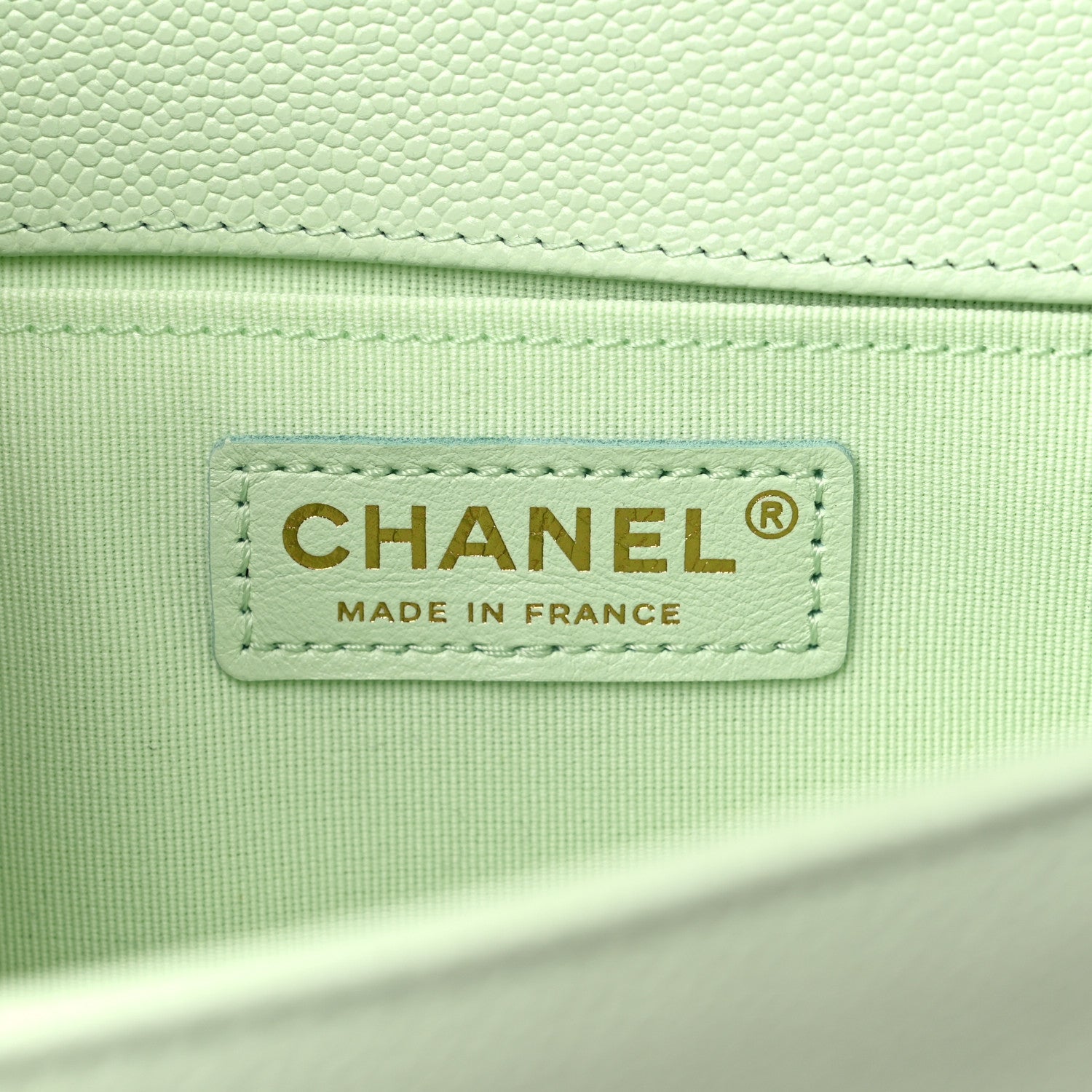 Chanel Caviar Chevron Quilted Medium Boy Flap Light Green 6 of 9
