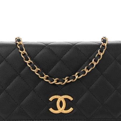 Chanel Caviar Quilted Textured CC Wallet On Chain WOC Black 8 of 10