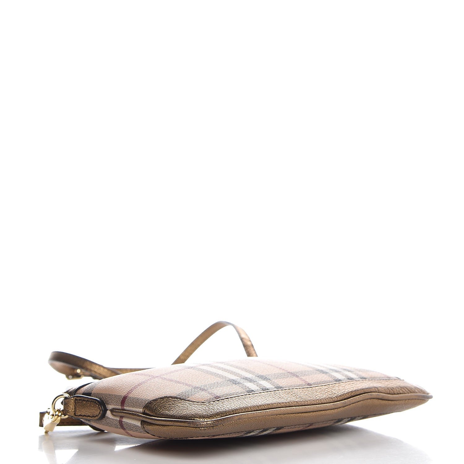 Burberry Haymarket Check Small Peyton Crossbody Clutch Bag Gold 4 of 8