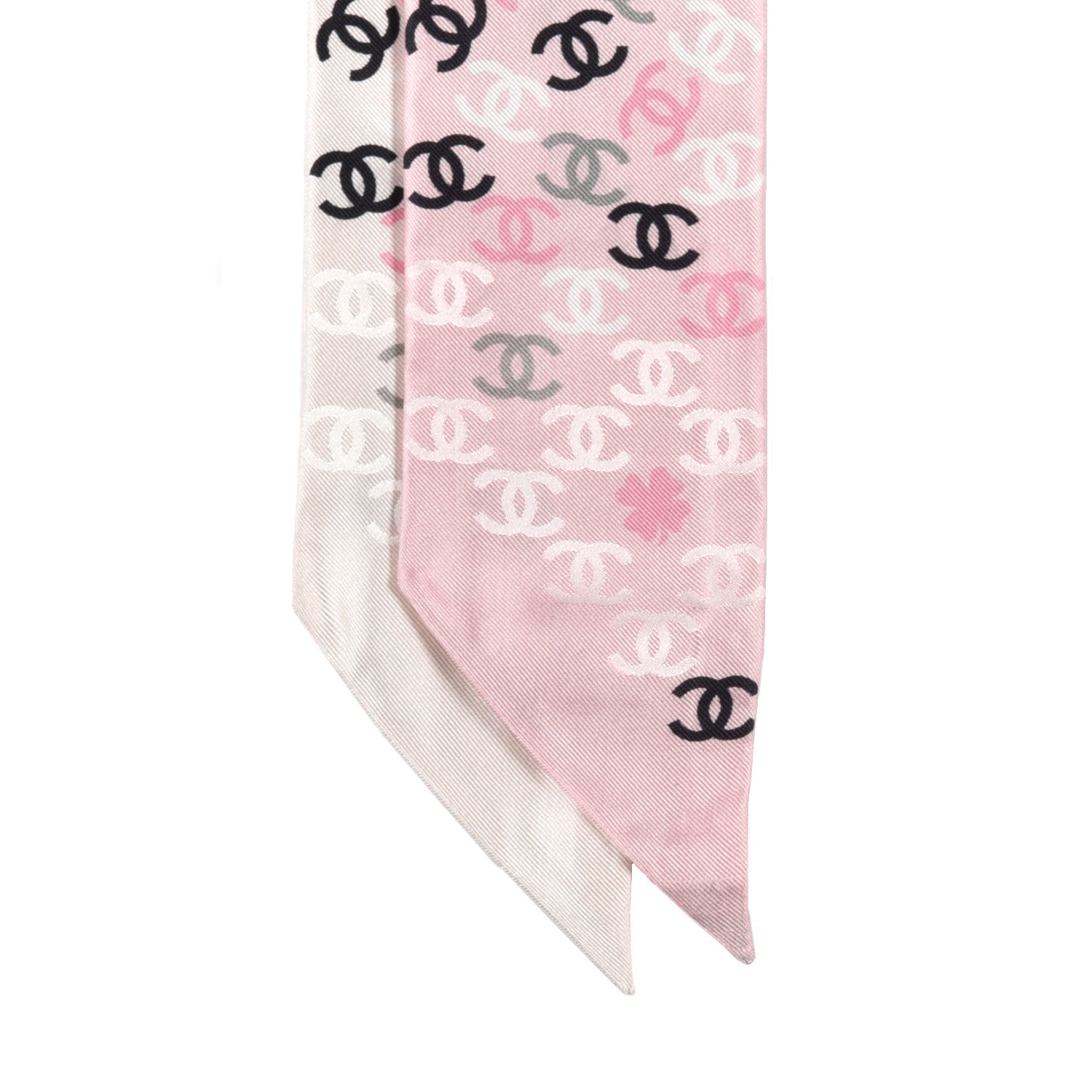 Chanel Silk CC Slim Bandeau Pink Ecru Black 2 of 3