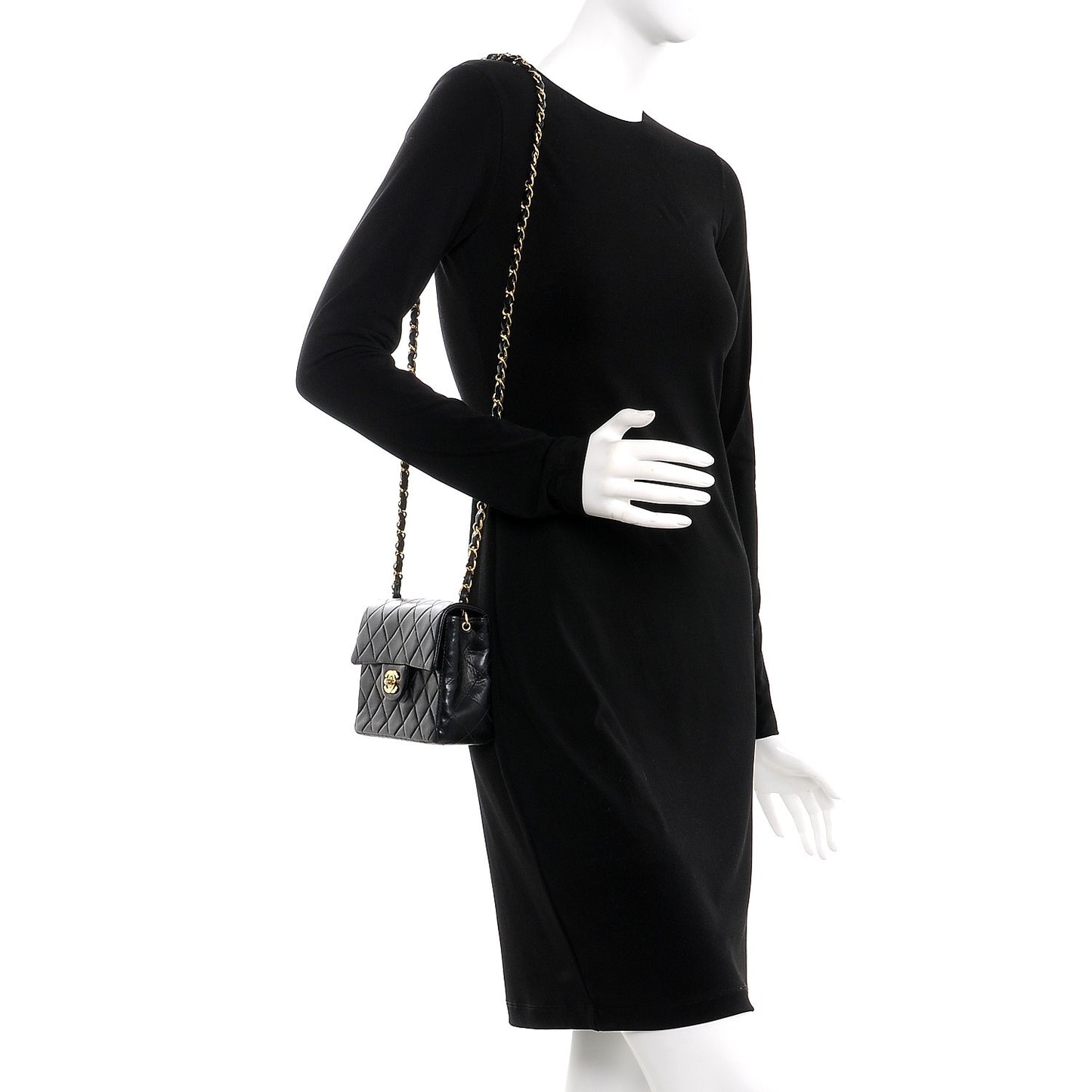 Lambskin Quilted Mini Square Flap Black