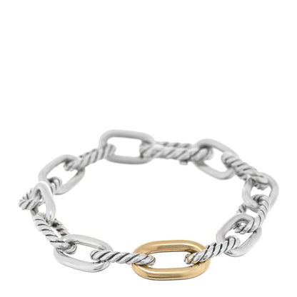 David Yurman Sterling Silver 18K Yellow Gold 8.5mm DY Madison Chain Bracelet 1 of 4