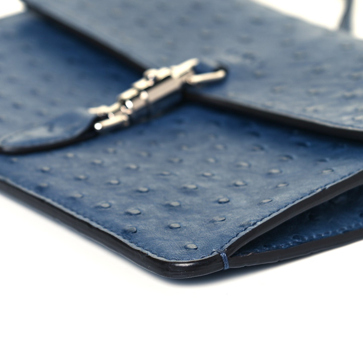 Ostrich Jackie Convertible Shoulder Bag Blue