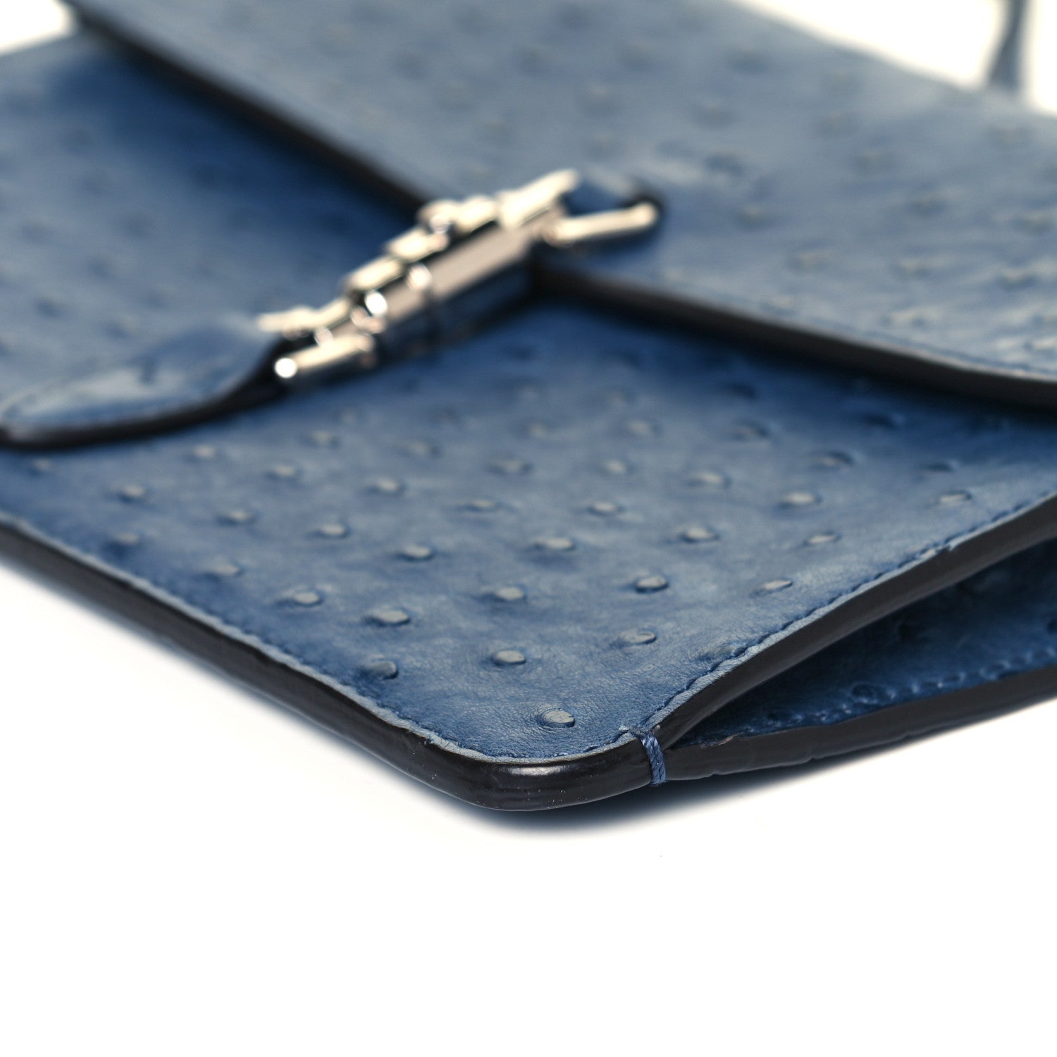 Gucci Ostrich Jackie Convertible Shoulder Bag Blue 7 of 12