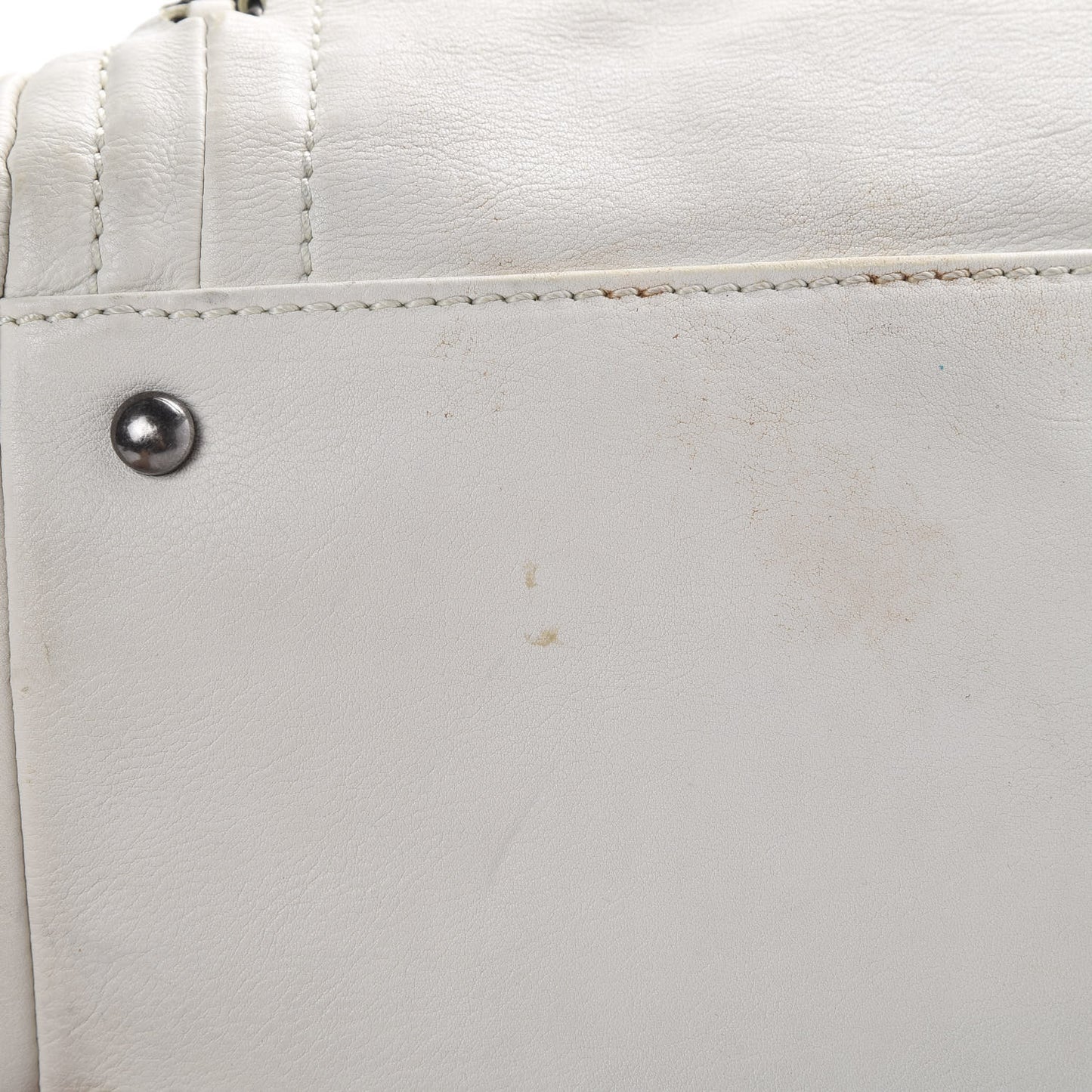 Calfskin Large East West Modern Chain Tote White