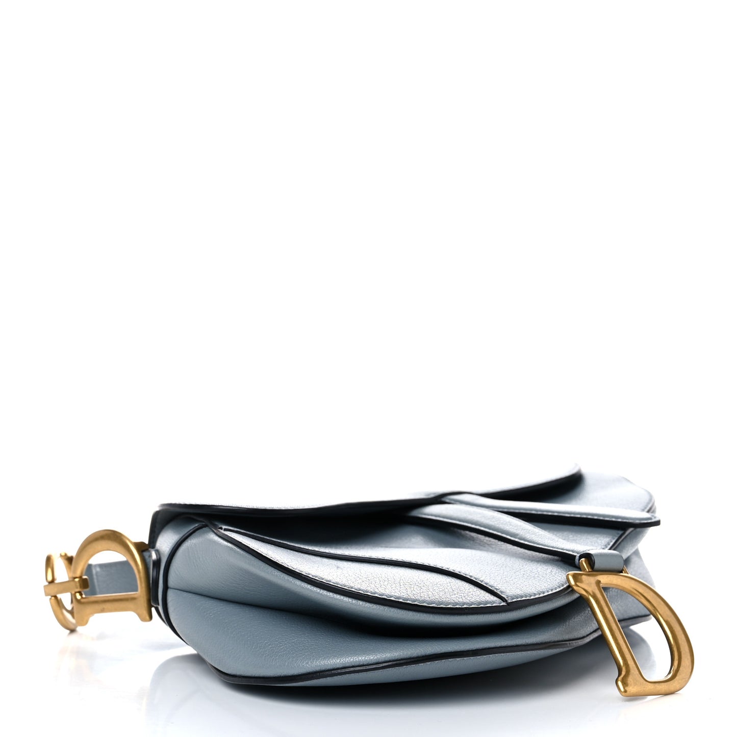 Shiny Goatskin Saddle Bag Cloud Blue