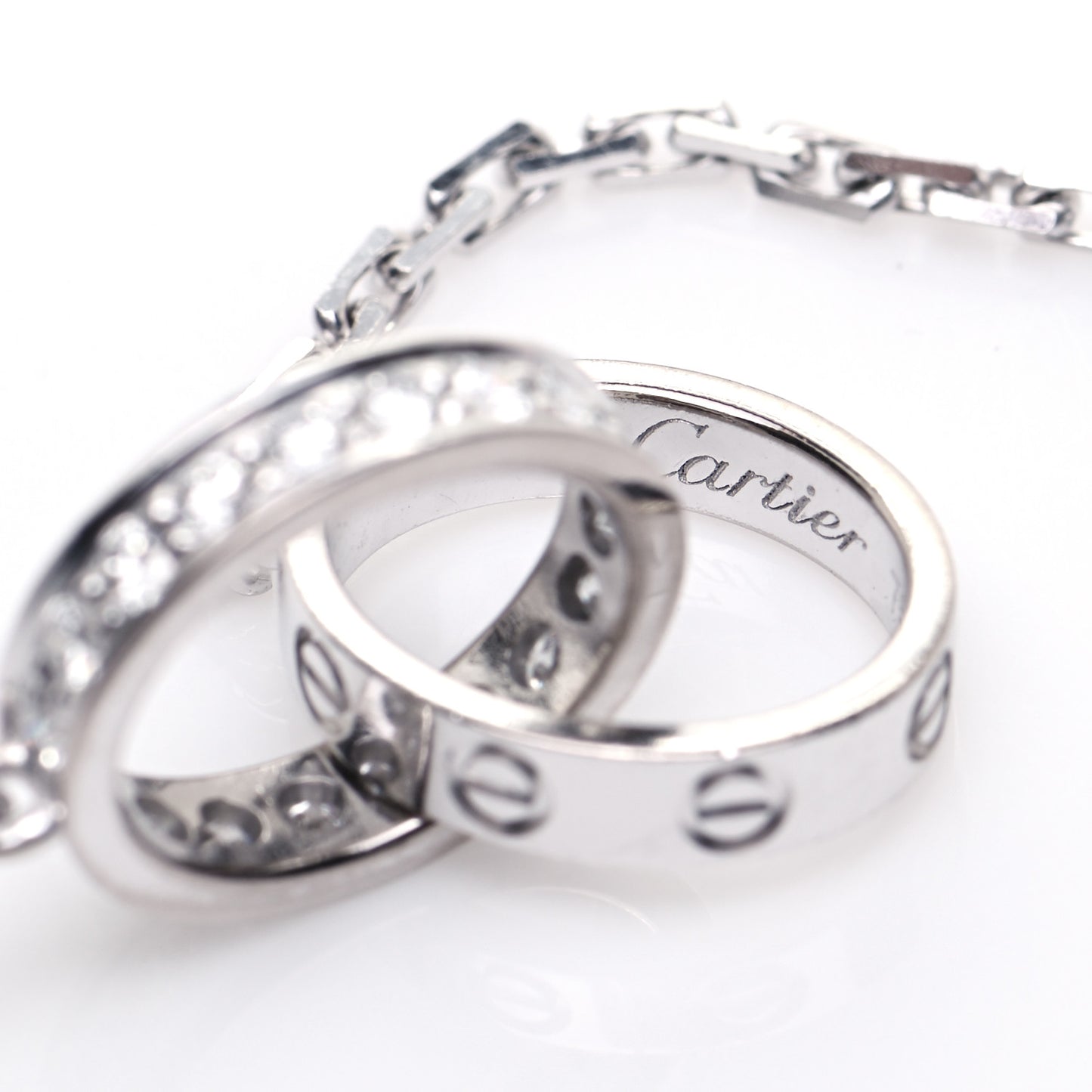 18K White Gold Diamond Interlocking LOVE Necklace