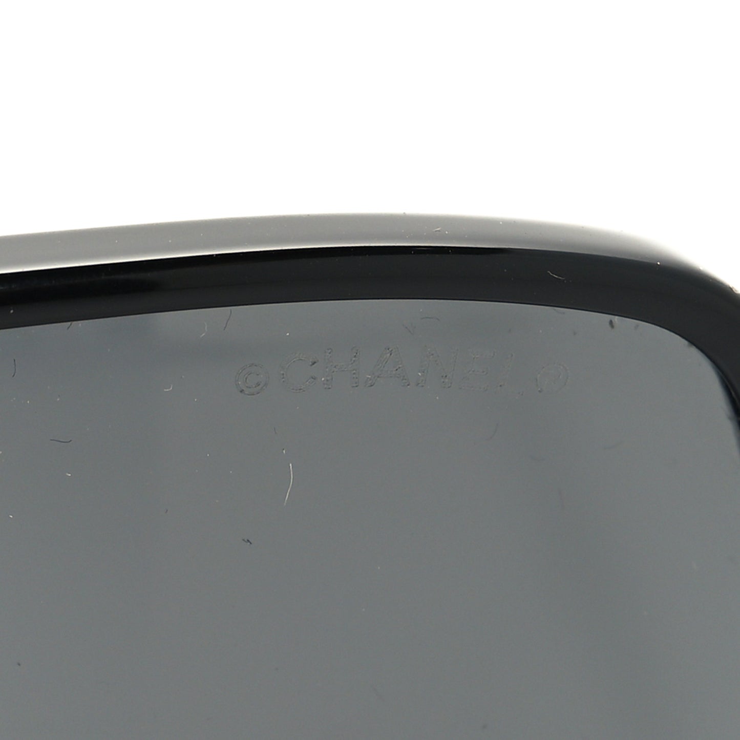 Acetate Metal Calfskin Square Chain Sunglasses 5210-Q Black Gray