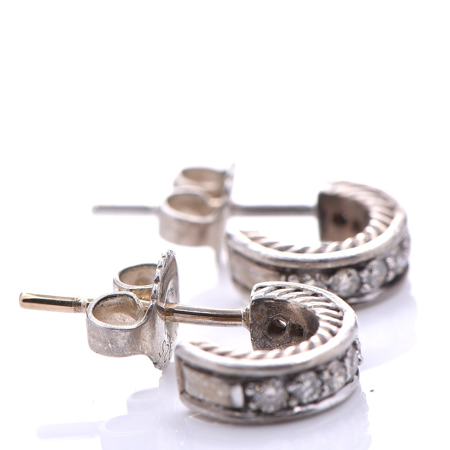 Sterling Silver Diamond Mini Cable Hoop Earrings