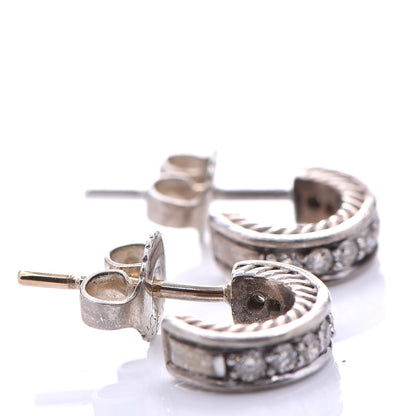 David Yurman Sterling Silver Diamond Mini Cable Hoop Earrings 10 of 14