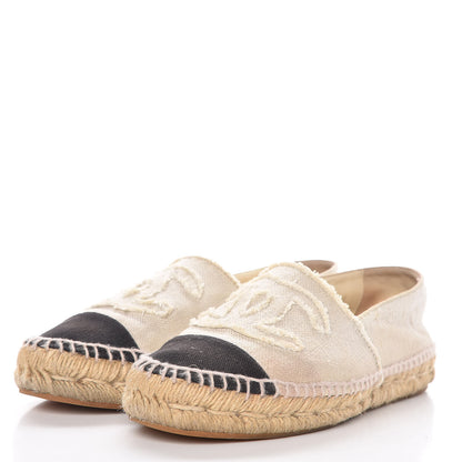 Chanel Toile CC Espadrilles 38 Beige Black 3 of 16