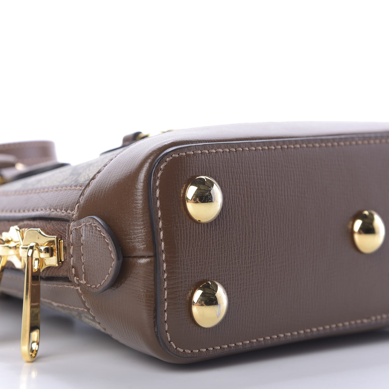 Gucci GG Supreme Monogram Azalea Calfskin Mini Horsebit 1955 Top Handle Bag Beige Ebony Brown Sugar 6 of 9
