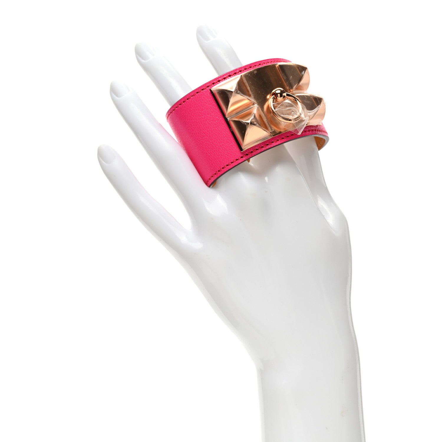 Hermes Chevre Chamkila Collier de Chien CDC Bracelet T3 Rose Pop 6 of 7