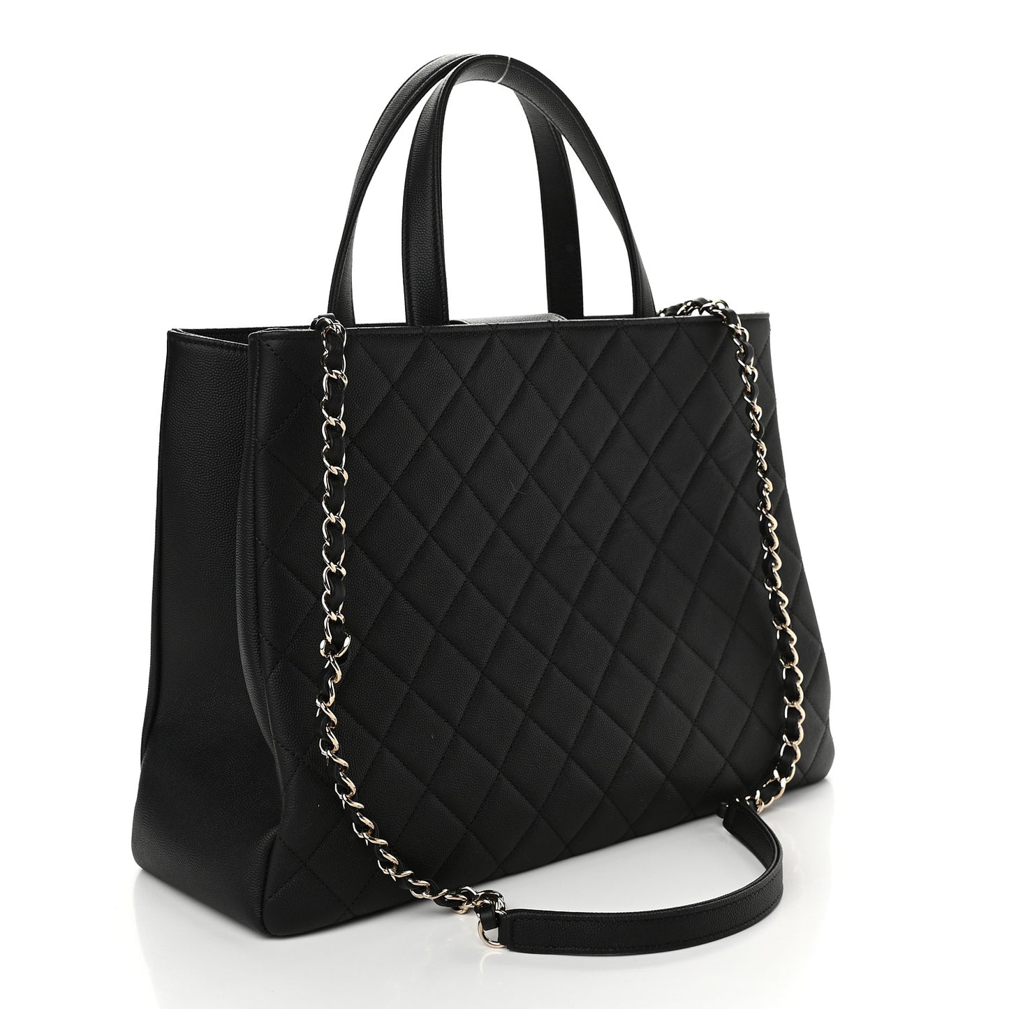 Caviar Quilted Large Business Affinity Shopping Bag Black