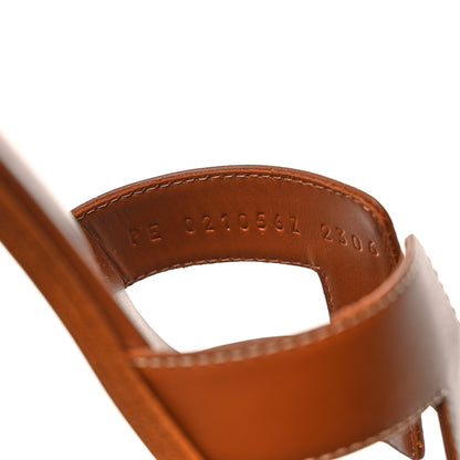 Hermes Box Calfskin Oran Sandals 37.5 Gold 7 of 9