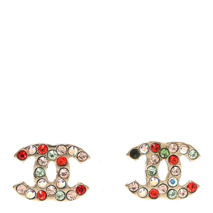 Chanel Metal Crystal CC Earrings Gold Multicolor 1 of 6