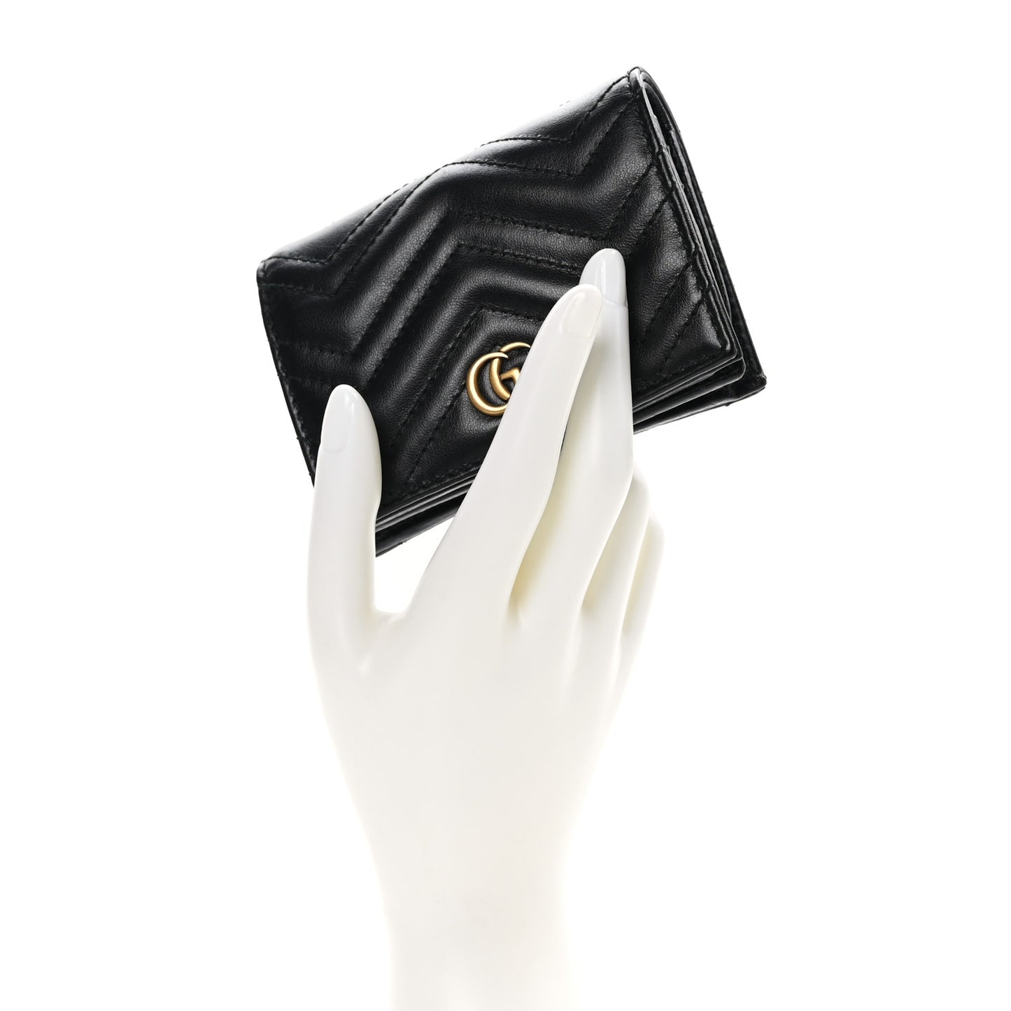 Calfskin Matelasse GG Marmont Card Case Wallet Black