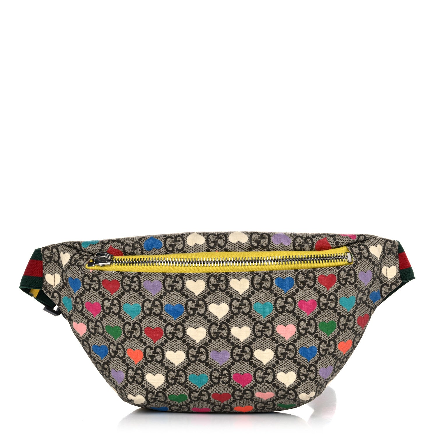 Gucci Soft GG Supreme Monogram Hearts Web Childrens Belt Bag Beige Ebony Multicolor Freesia 1 of 14