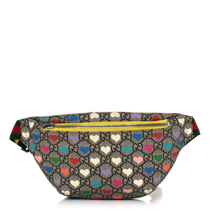 Gucci Soft GG Supreme Monogram Hearts Web Childrens Belt Bag Beige Ebony Multicolor Freesia 1 of 14