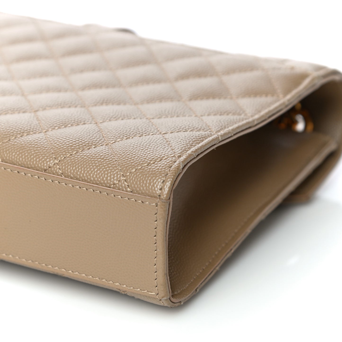 Grain De Poudre Textured Mixed Matelasse Medium Triquilt Monogram Satchel Dark Beige