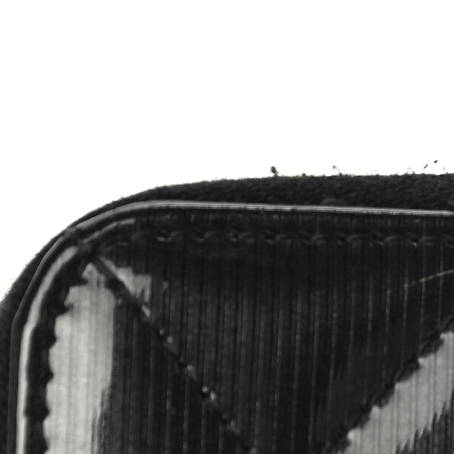 Striated Patent Zip Around Wallet Black