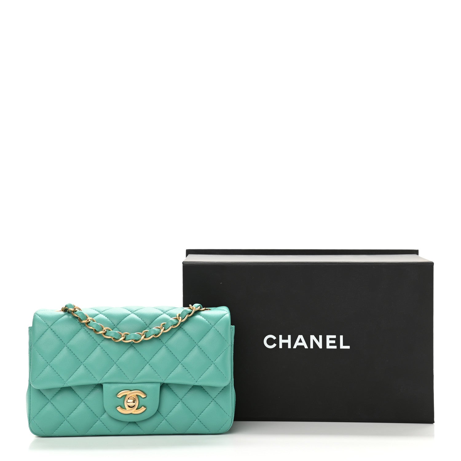 Chanel Lambskin Quilted Mini Rectangular Flap Turquoise 13 of 13