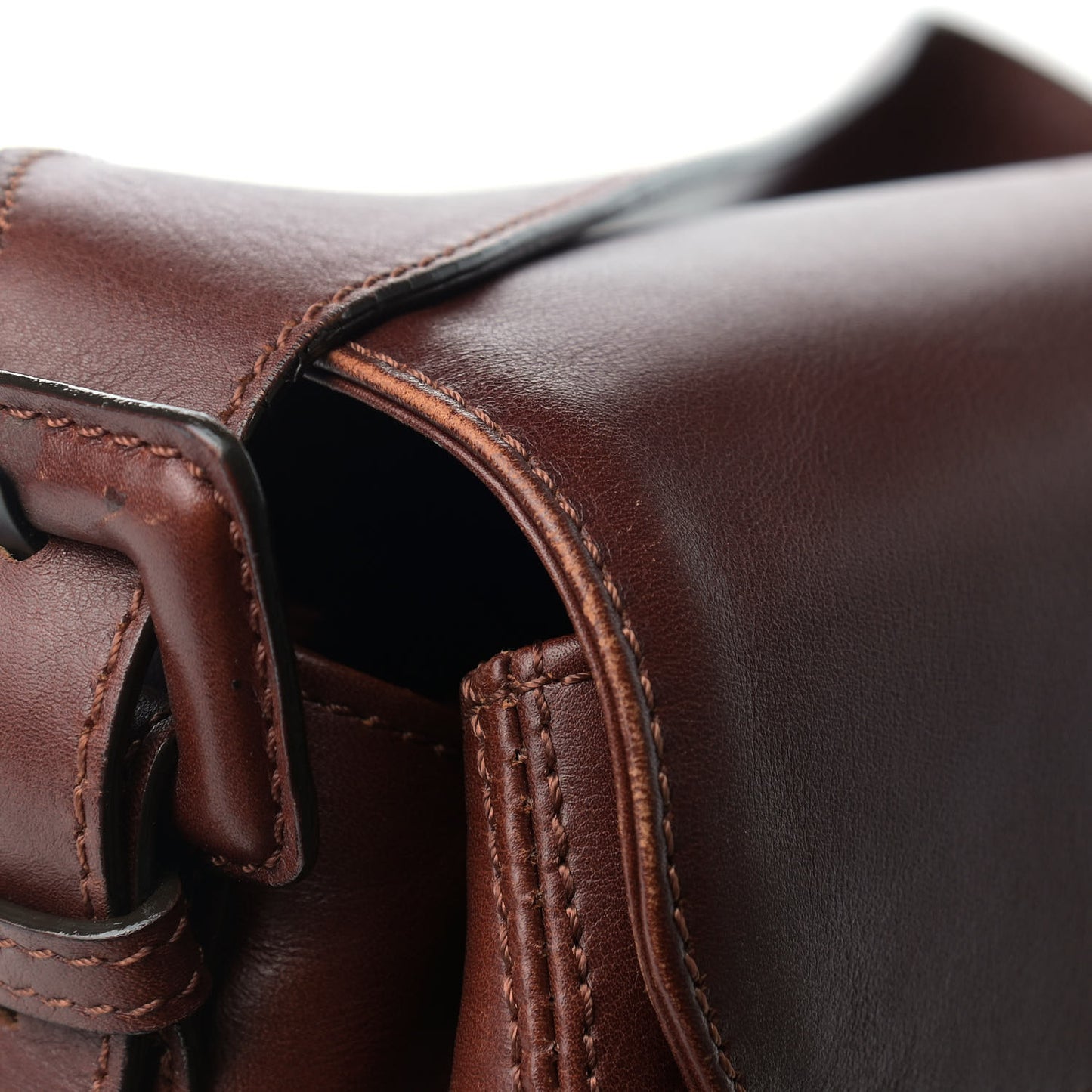 Calfskin Logo Shoulder Bag Brown