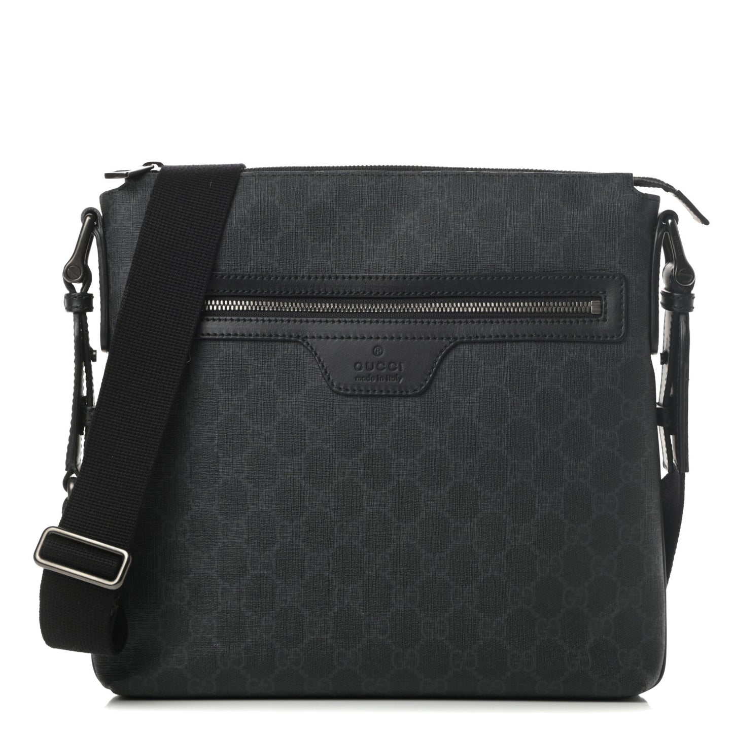 GG Supreme Monogram Crossbody Messenger Bag Black Grey