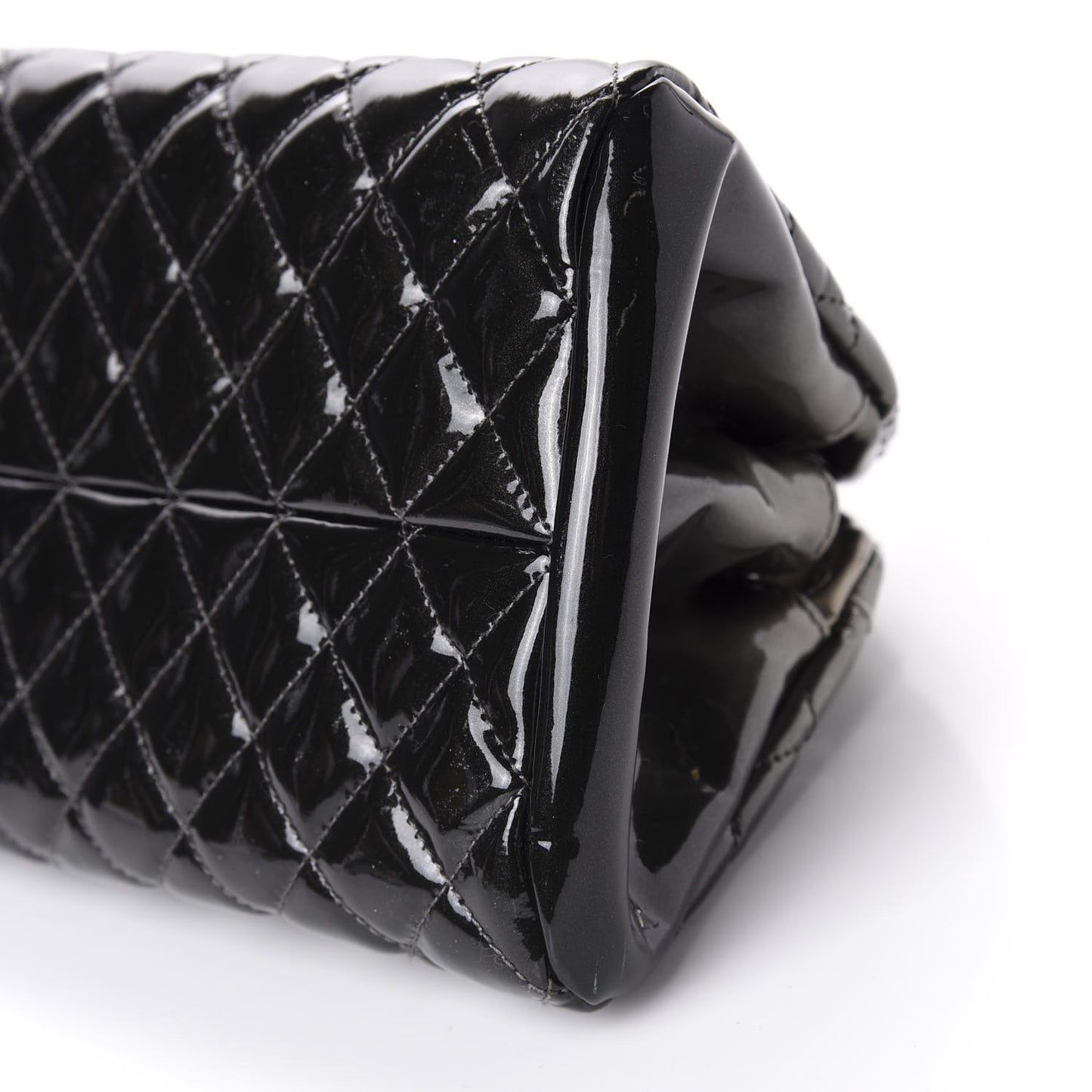 Metallic Patent Quilted Medium Just Mademoiselle Bowling Bag Silver Degrade