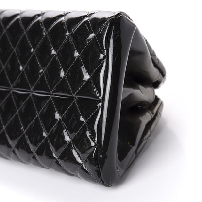 Chanel Metallic Patent Quilted Medium Just Mademoiselle Bowling Bag Silver Degrade 7 of 12