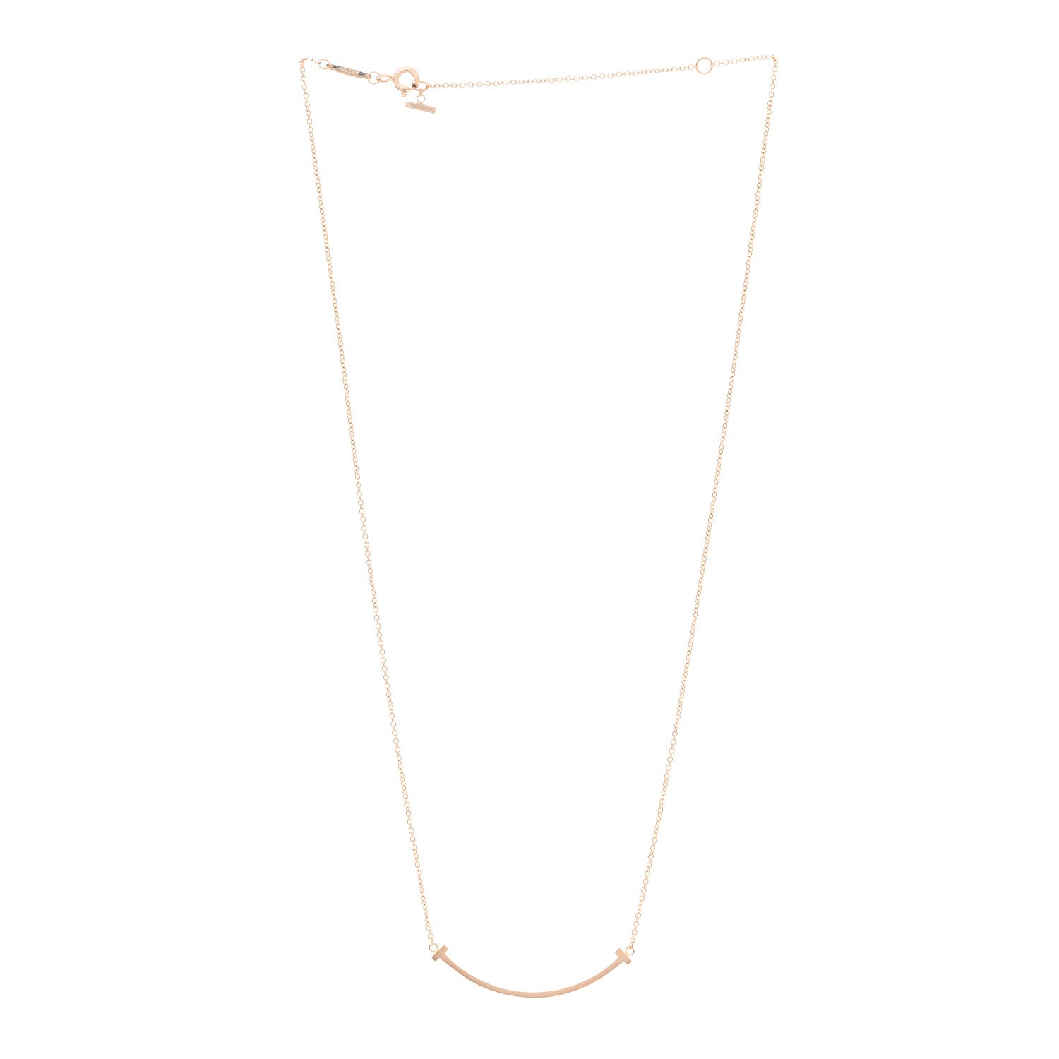 Tiffany 18K Rose Gold Small T Smile Pendant Necklace 3 of 4