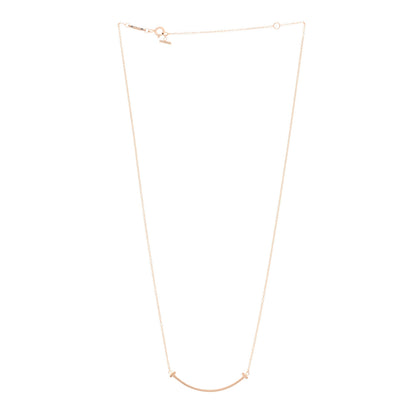 Tiffany 18K Rose Gold Small T Smile Pendant Necklace 3 of 4