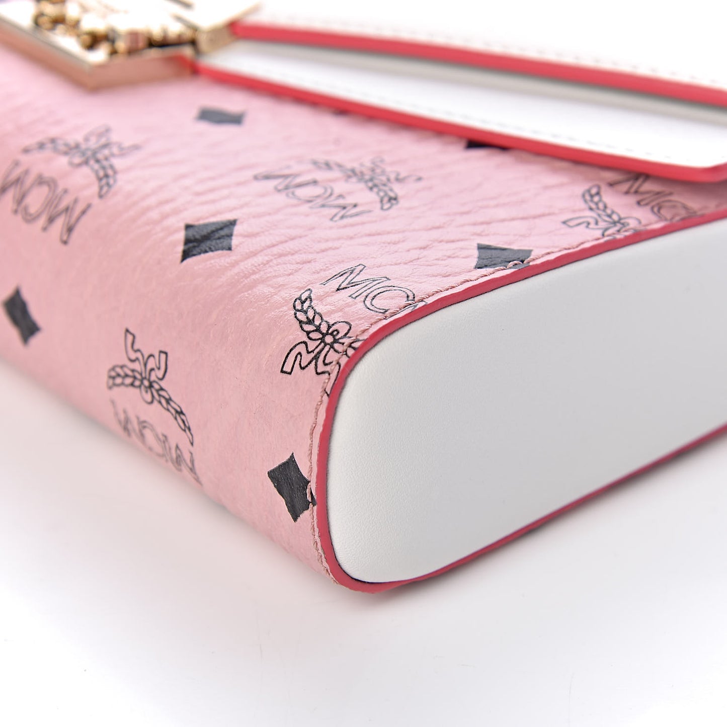 Calfskin Visetos Monogram Millie Color Block Crossbody Bag Pink Tint