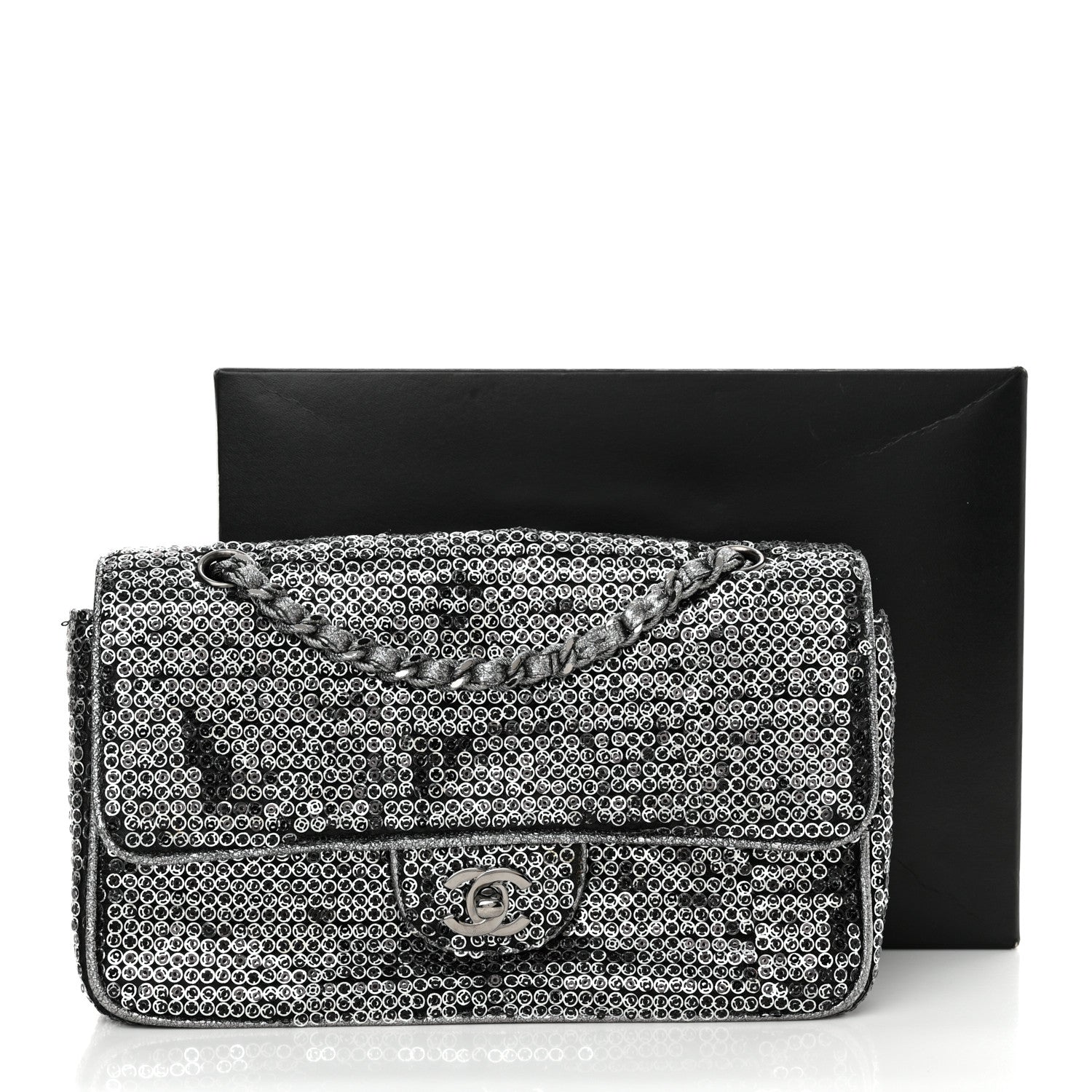 Chanel Sequin Medium Single Flap Dark Silver 11 of 11