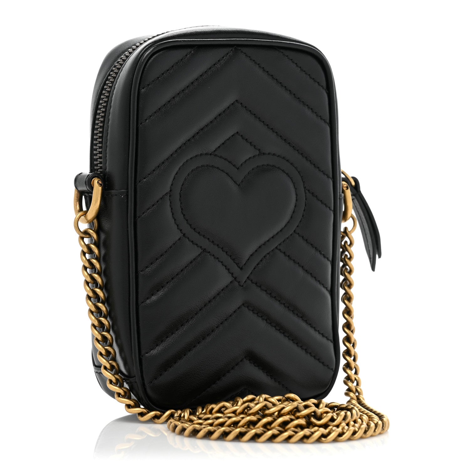 Gucci Calfskin Matelasse Mini GG Marmont Crossbody Bag Black 3 of 10