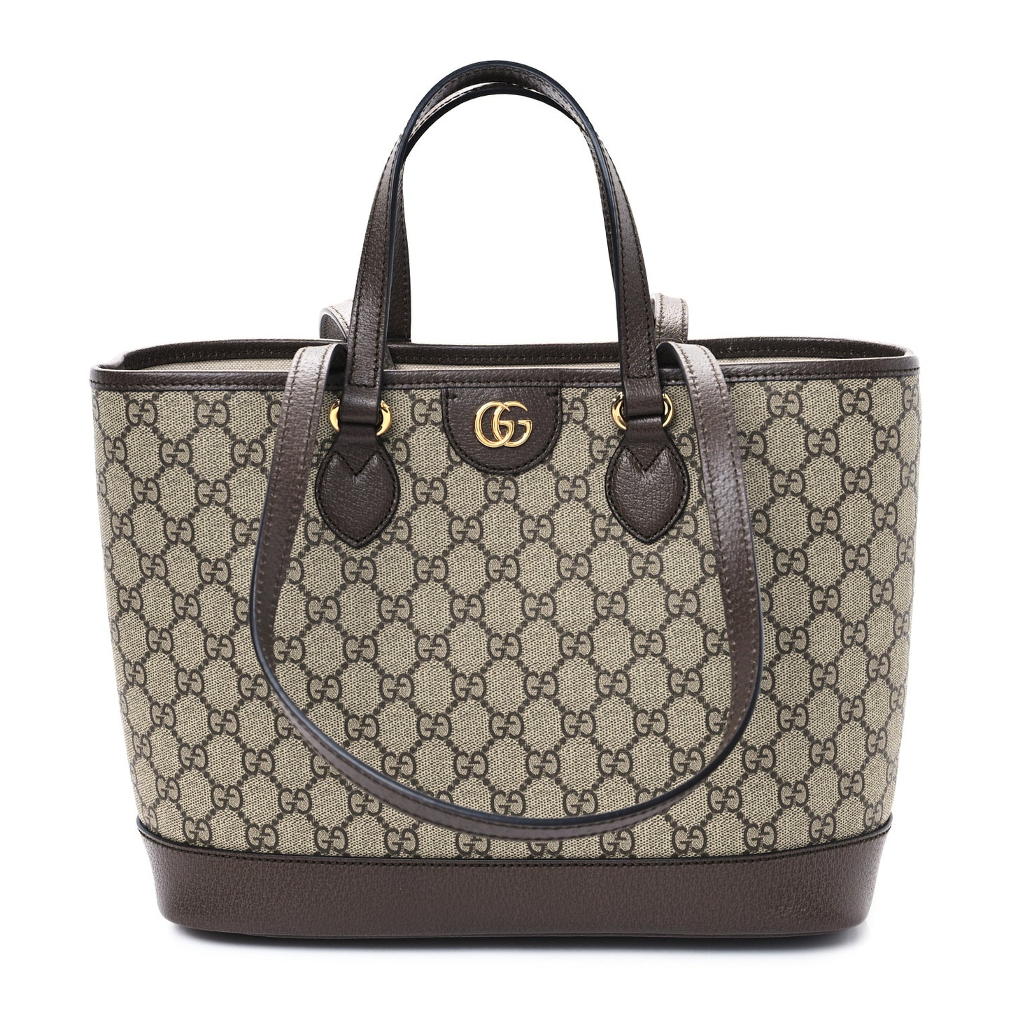 GG Supreme Monogram Textured Calfskin Small Ophidia Shoulder Tote Bag Beige Ebony New Acero