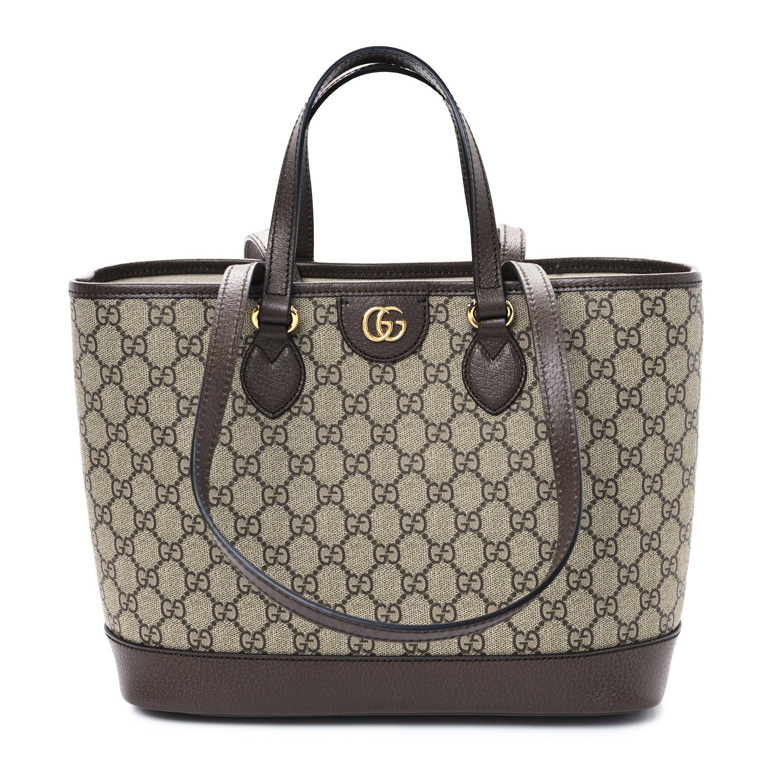 Gucci GG Supreme Monogram Textured Calfskin Small Ophidia Shoulder Tote Bag Beige Ebony New Acero 1 of 10