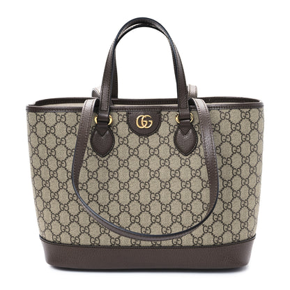 Gucci GG Supreme Monogram Textured Calfskin Small Ophidia Shoulder Tote Bag Beige Ebony New Acero 1 of 10